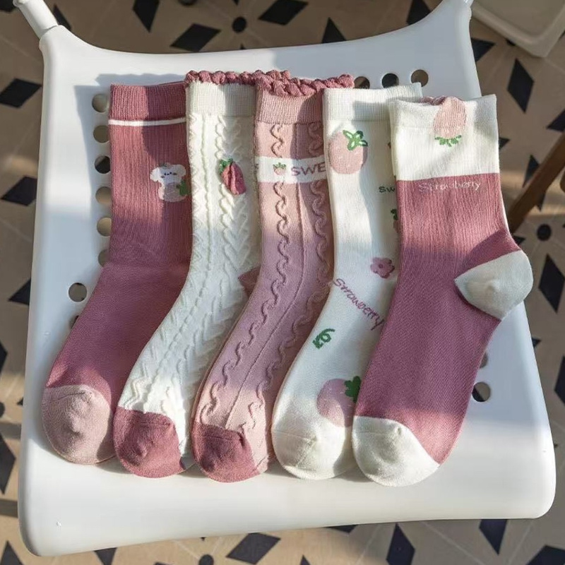 5-pak Skarpetki bawełniane damskie STRAWBERRY 39-42