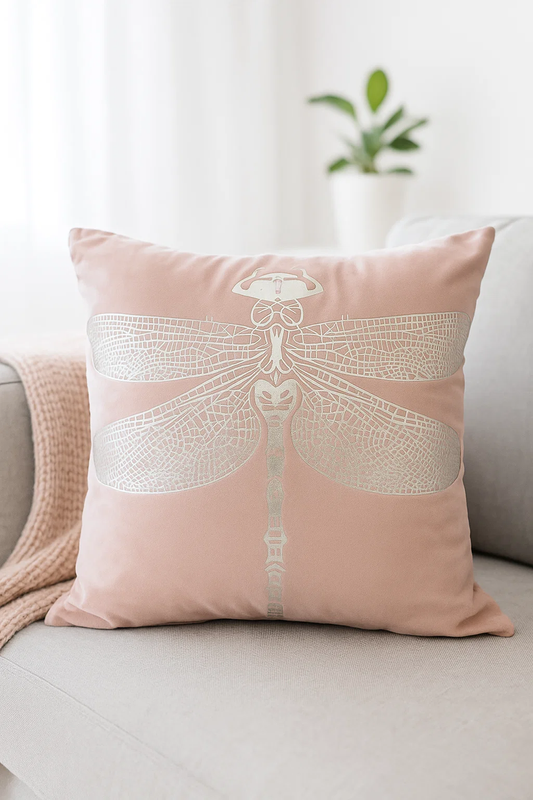 Poszewka na poduszkę dekoracyjna 40x40 ważka różowa