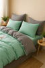 Pościel 160x200 4 el. z prześcieradłem z gumką gładka bez nadruku miętowa szara S-18