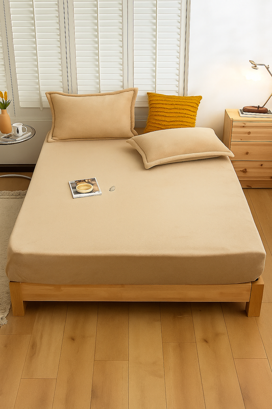 Prześcieradło pluszowe z gumką MIŚ beżowe 160x200