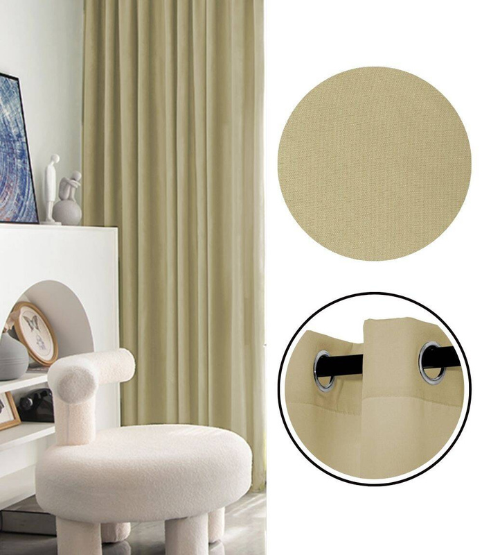 Zasłona beżowa na przelotkach 140x250