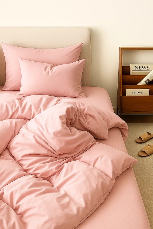 Pościel jasna różowa 160x200 3 el. modna, miła w dotyku