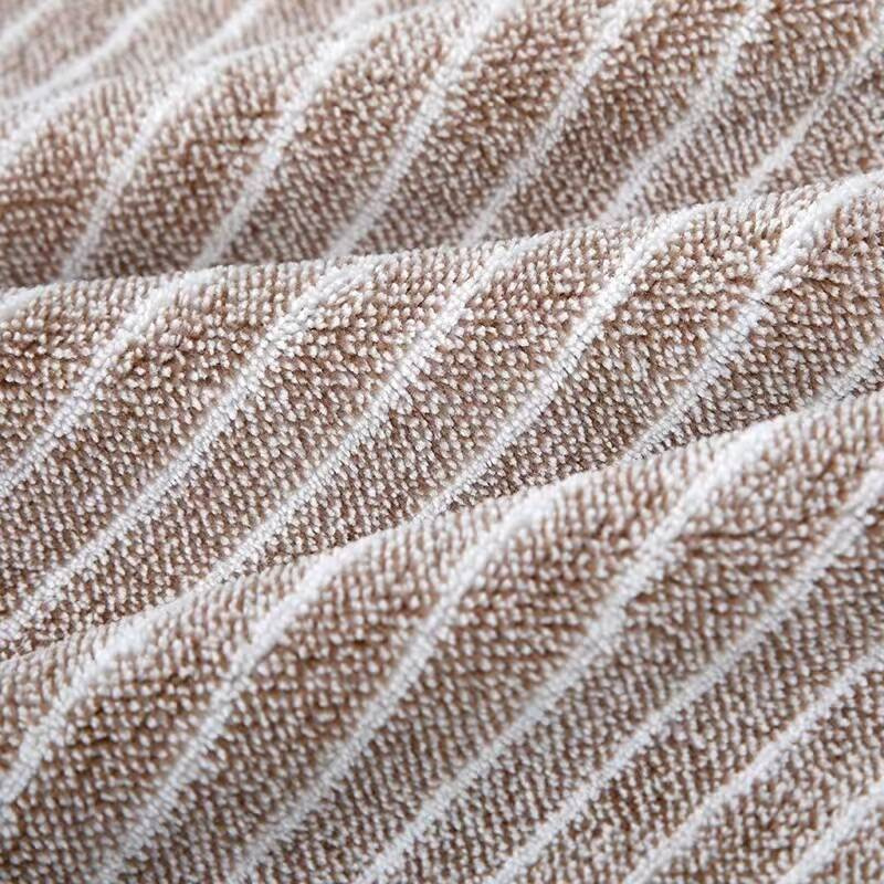 Ręcznik kąpielowy w pasy z mikrofibry 70x140 szybkoschnący beżowy