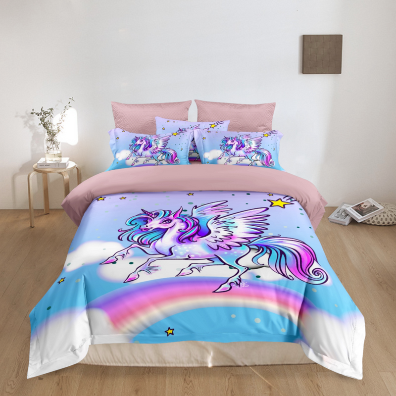 Pościel dziecięca młodzieżowa z jednorożcem 160x200 3 el. Unicorn