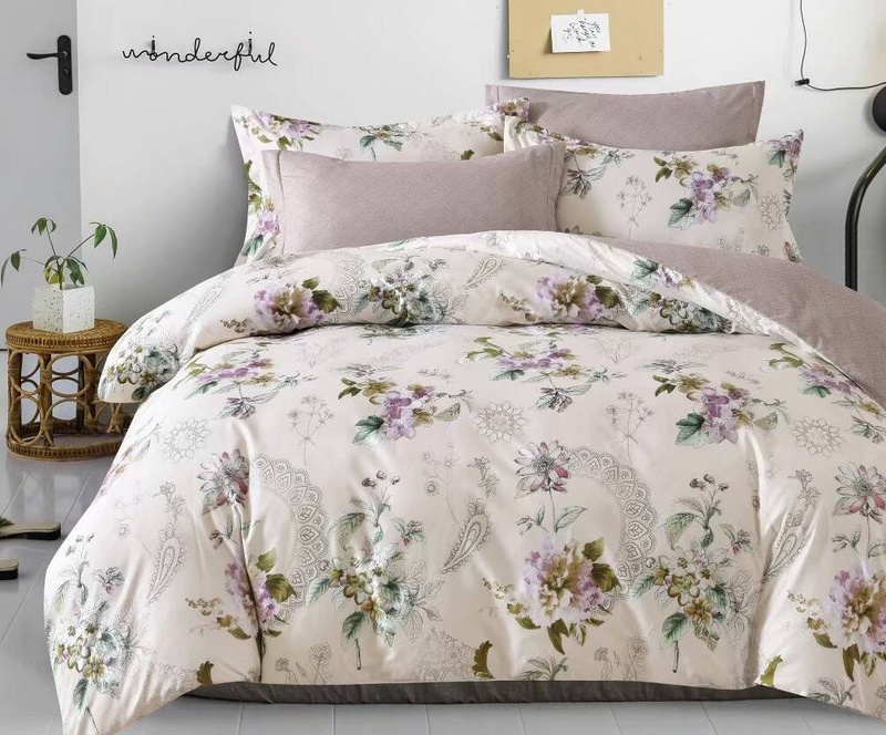 Pościel jasna w kwiaty 160x200 4el Vintage Garden