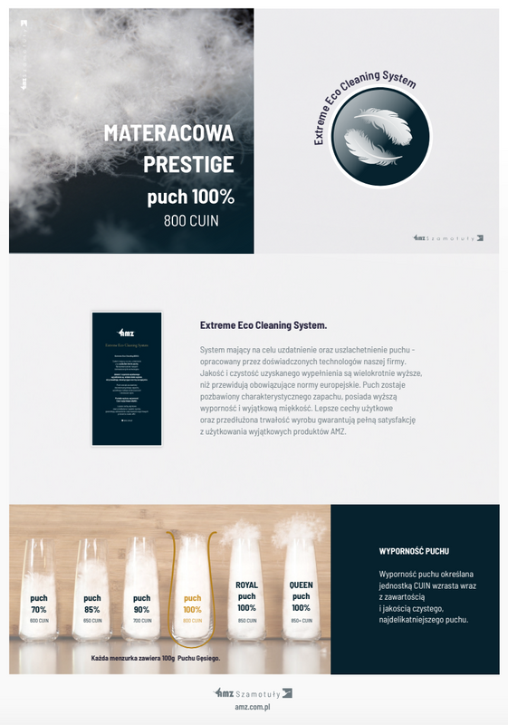 Poduszka 40x60 naturalna puchowa 100% wysoka MATERACOWA PRESTIGE kremowa