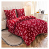 Pościel pluszowa zimowa miś świąteczna czerwona w śnieżynki 200x220 3 el.