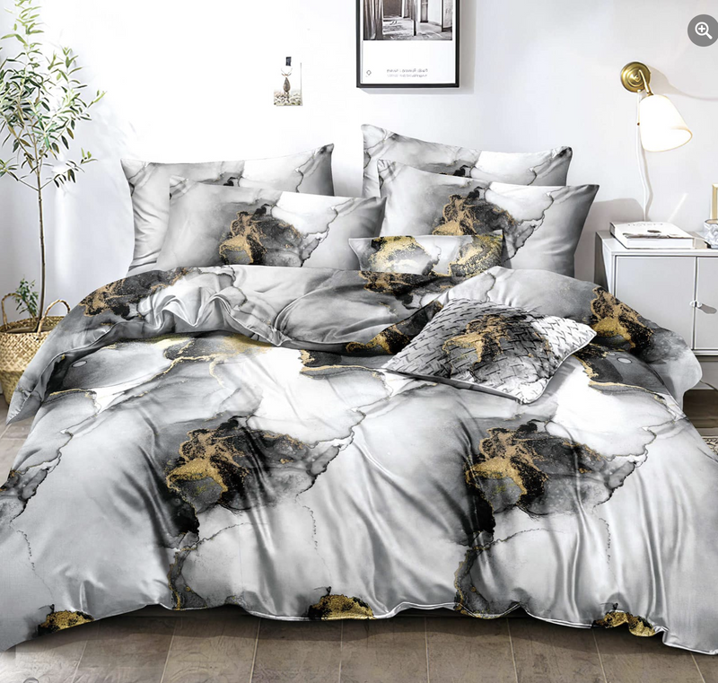 Pościel marmurkowa biała 160x200 3 el. nr054