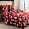Pościel pluszowa zimowa miś świąteczna czerwona w bałwany 200x220 3 el.