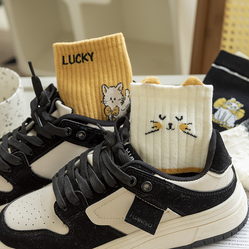 5-pak Skarpetki bawełniane damskie LUCKY CAT 35-38