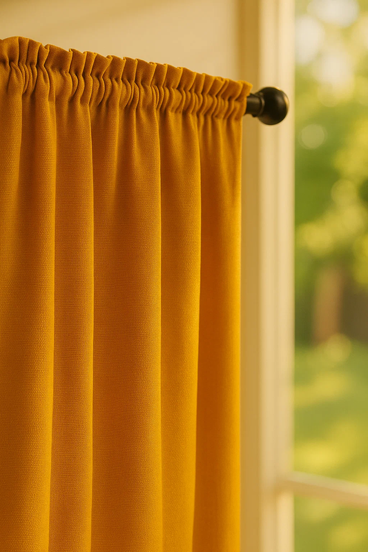 Zasłona musztardowa na taśmie 140x250