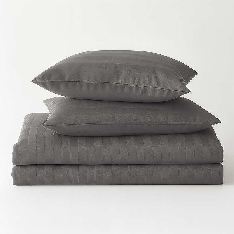 Pościel w pasy grafitowa 200x220 3 el. Kim Grafit H-007