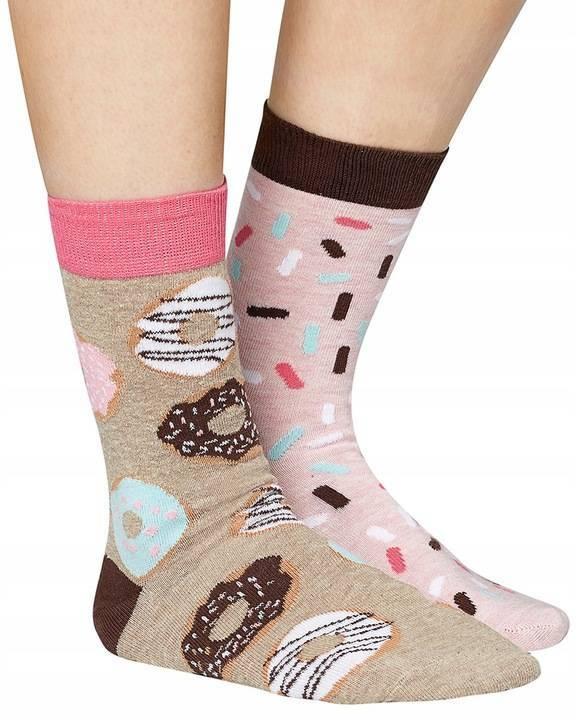 Zestaw 6x skarpetki damskie kolorowe nie do pary, na prezent