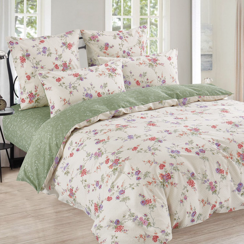 Pościel bawełniana w drobne wzory kwiatków 160x200 3 el. Kassya