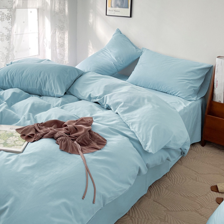 Pościel jednokolorowa gładka 160x200 3 el. błękitna S007