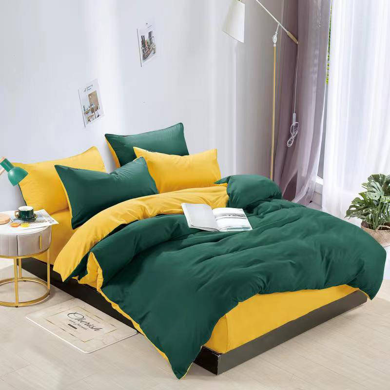 Pościel 160x200 4 el. Honeygrass butelkowa zielona/musztardowa S-12