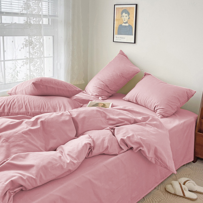Pościel jednokolorowa gładka 200x220 3 el. różowa S006