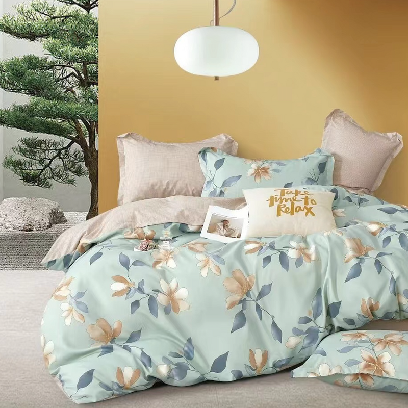 Pościel flanelowa gruba zimowa ciepła w kwiaty Diadema 200x220 3 el. A023