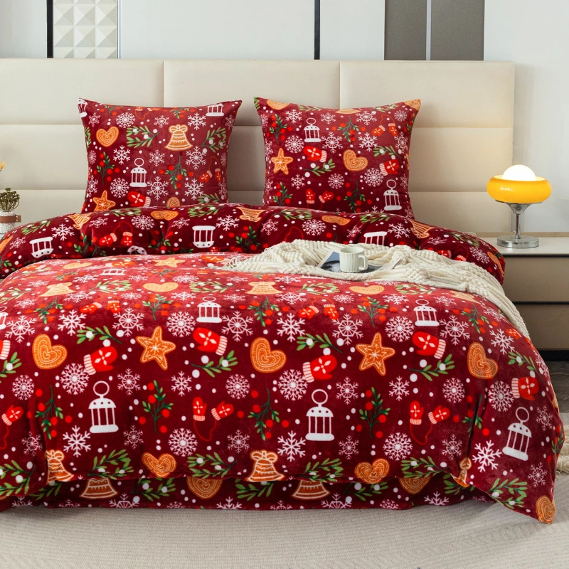 Pościel pluszowa zimowa miś świąteczna 200x220 3 el.