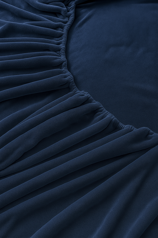 Prześcieradło pluszowe z gumką MIŚ granatowe 140x200