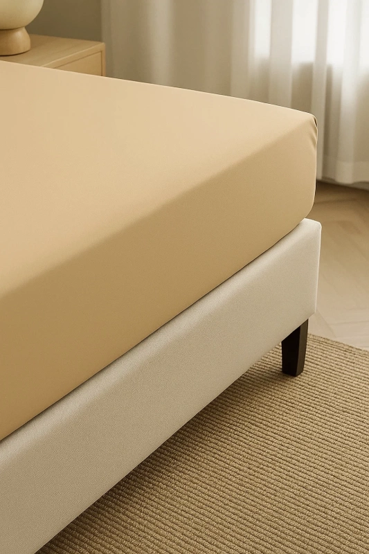 Prześcieradło z gumką beżowe 200x220