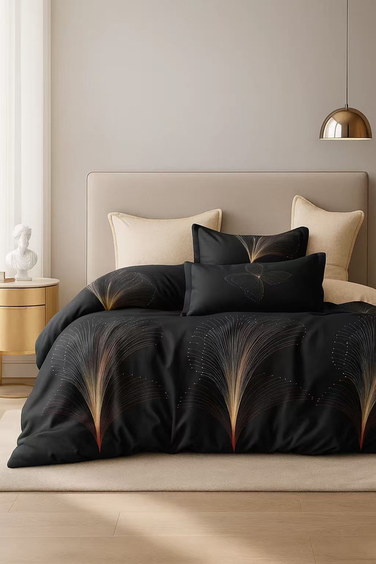 Pościel flanelowa gruba zimowa ciepła w motyle Genezis 200x220 4 el. A-072