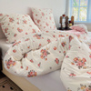 Pościel biało różowa w kwiaty 160x200 3 el. Roses F2