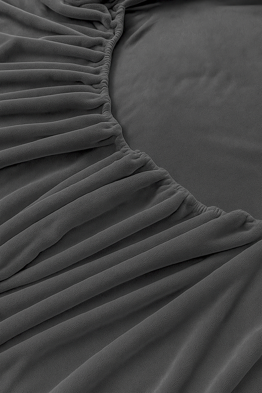 Prześcieradło pluszowe z gumką MIŚ ciemne szare 200x220