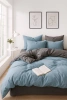 Pościel 200x220 3 el. gładka Ciemna szara/niebieska S-4