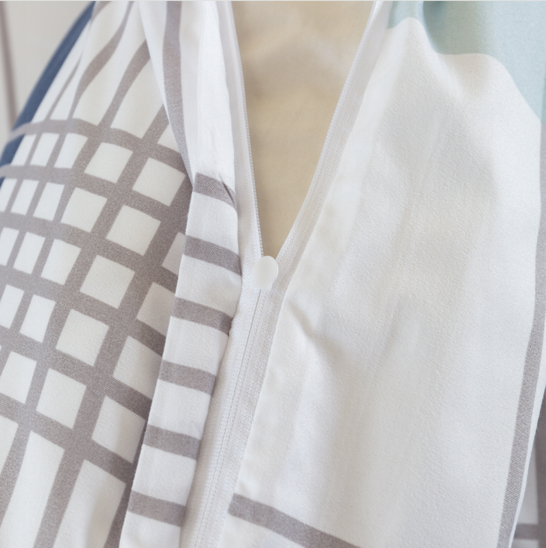 Pościel biało niebieska w kratę 200x220 3 el.