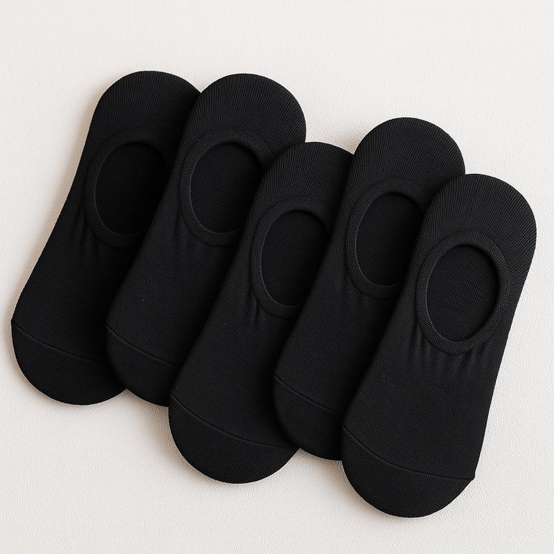 5-pak Skarpetki bawełniane krótkie czarne stopki damskie unisex BLACK 39-42