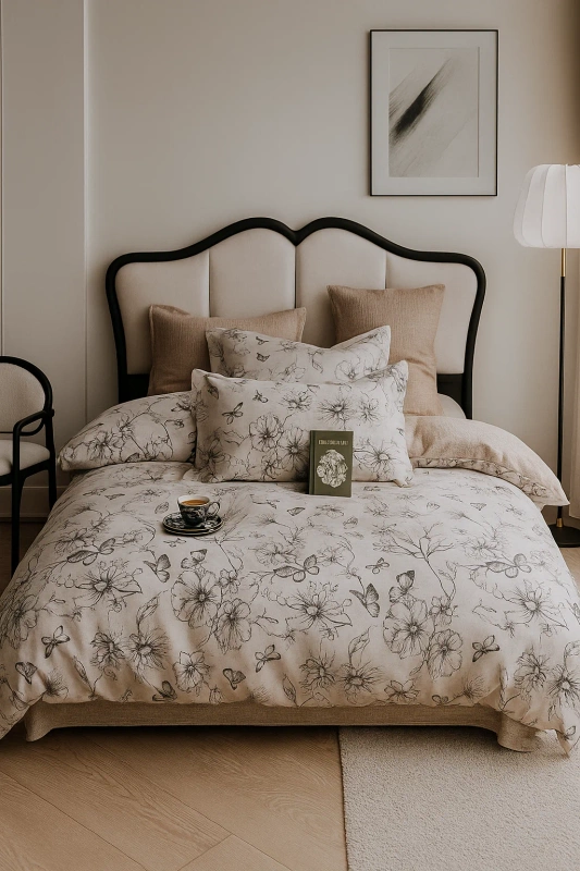 Pościel flanelowa gruba zimowa ciepła w kwiaty Cabos 160x200 4 el. A-045