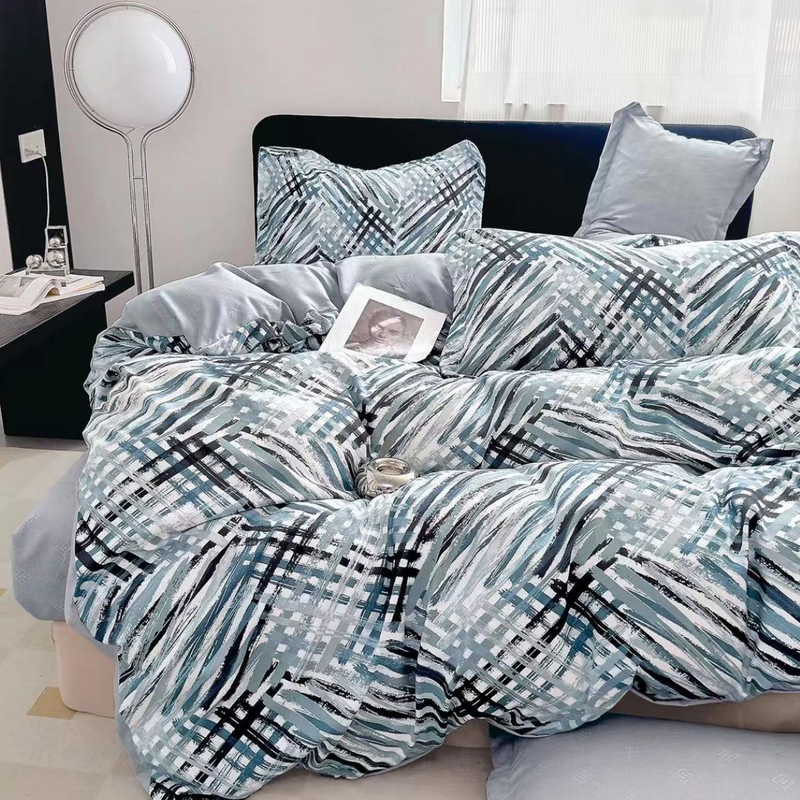 Pościel flanelowa gruba zimowa ciepła geometryczna Guasave 200x220 3 el. A-049