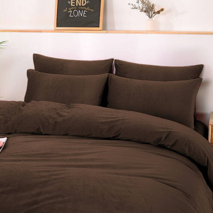 Pościel pluszowa zimowa miś gładka 160x200 3 el. brązowa