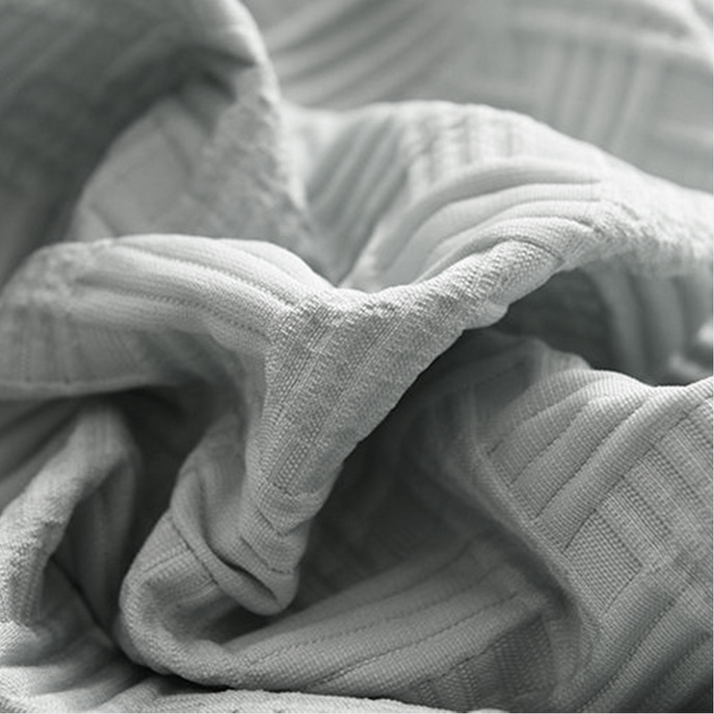 Pościel żakardowa kora wafelkowa jasna szara 200x220 3 el.