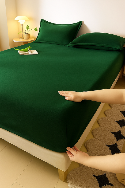 Prześcieradło pluszowe z gumką MIŚ butelkowe zielone 180x200