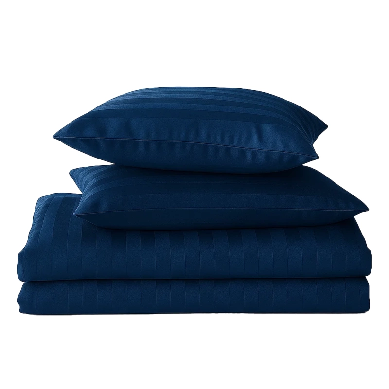 Pościel w pasy granatowa 200x220 3 el. Kim Navy Blue