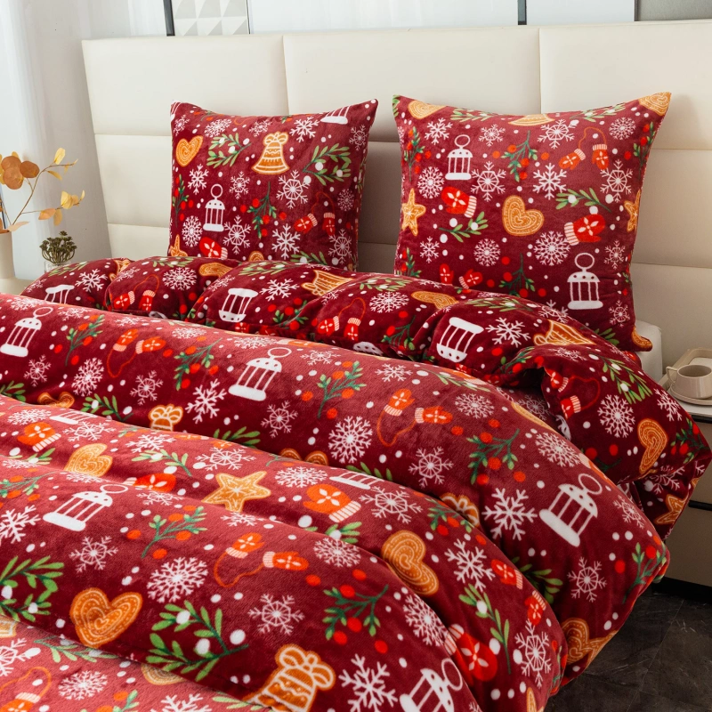 Pościel pluszowa zimowa miś świąteczna 200x220 3 el.