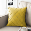 Poszewka na poduszkę welurowa pikowana z listkami musztardowa 40x40