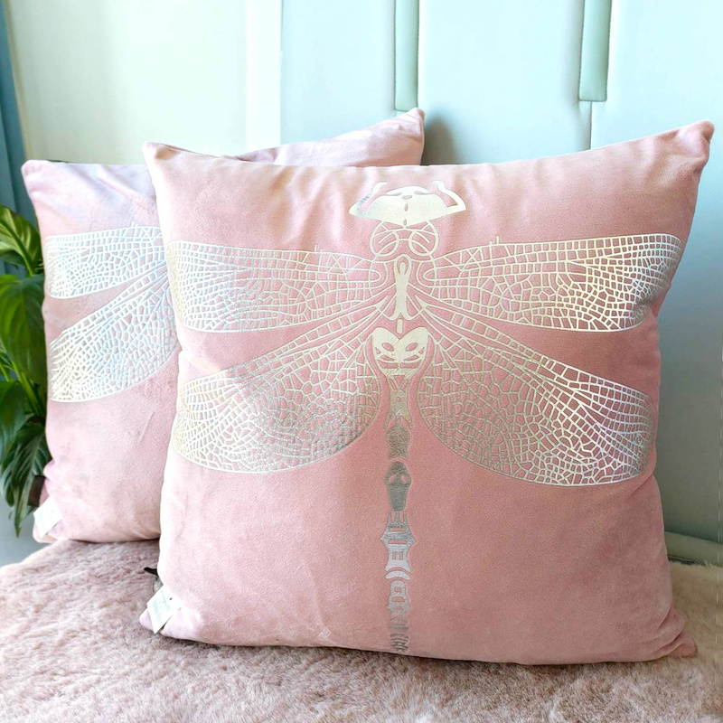 Poszewka na poduszkę dekoracyjna 40x40 ważka różowa
