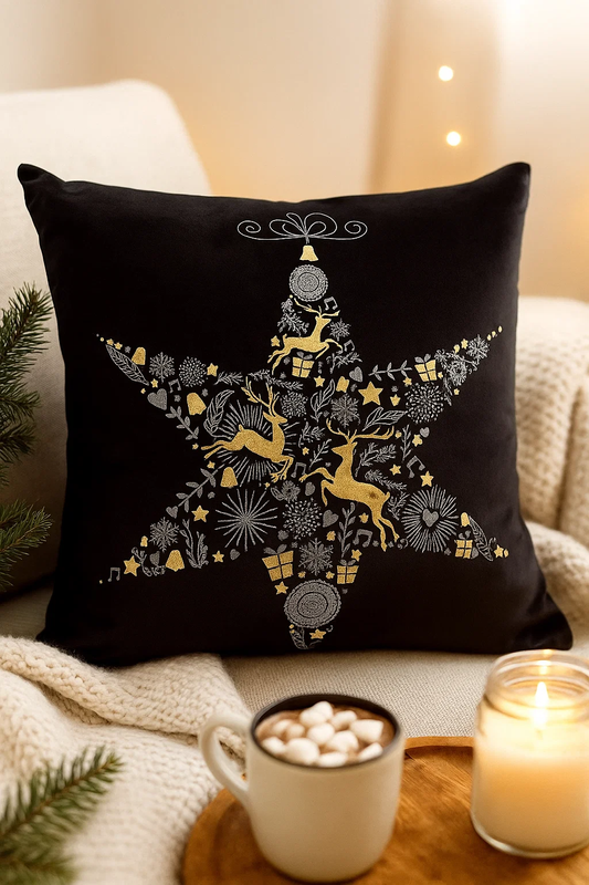 Poszewka na poduszkę czarna z gwiazdą 40x40