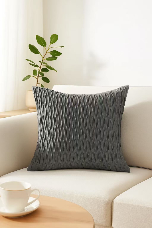 Poszewka na poduszkę welurowa Fala ciemna szara 40x40