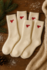 5-pak Skarpetki długie białe ecru wełniane z wełny merynosa w serca 35-38