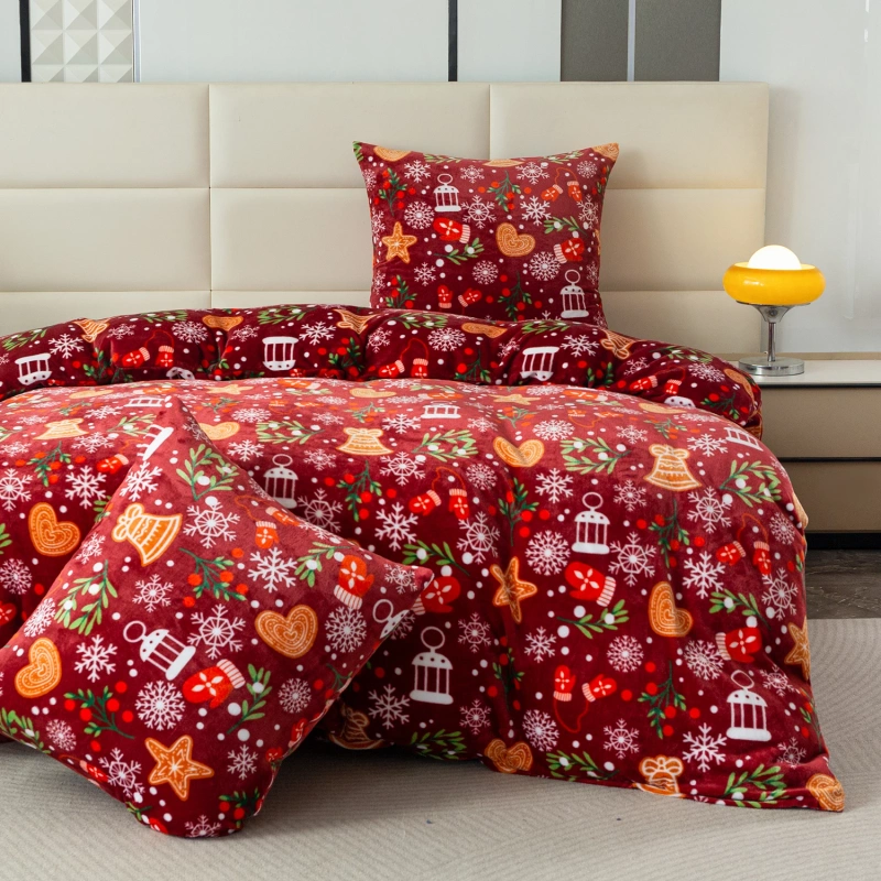 Pościel pluszowa zimowa miś świąteczna 200x220 3 el.