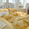 Pościel z falbanką żółta musztardowa 200x220 3 el. 