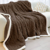 Koc pluszowy narzuta BOA 200x220 z barankiem brązowy