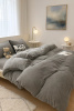 Pościel pluszowa welurowa zimowa miś gładka 200x220 4 el. ciemna szara