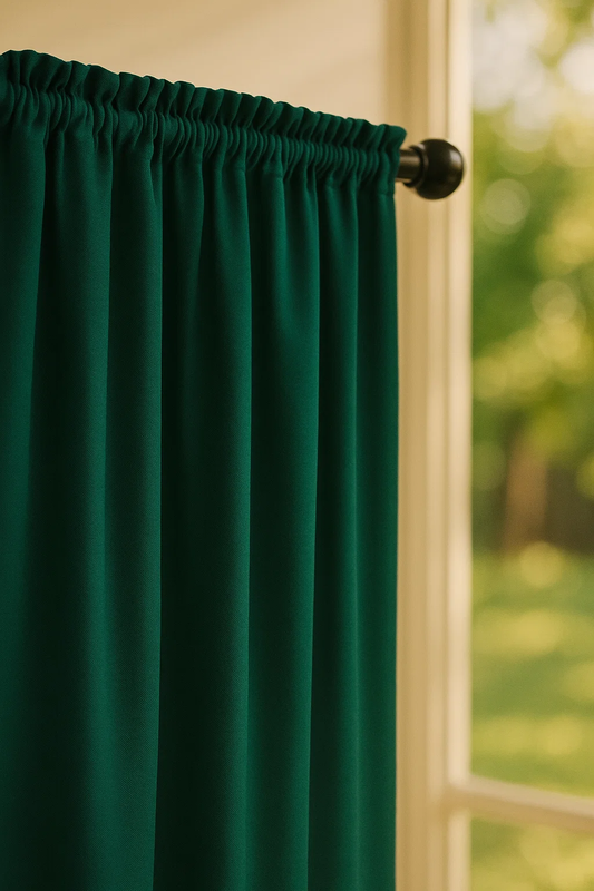 Zasłona butelkowa zielona na taśmie 140x250