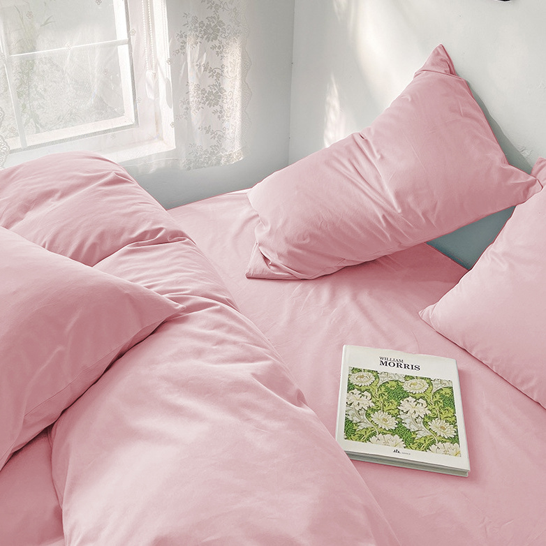 Pościel jednokolorowa gładka 200x220 3 el. różowa S006