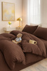 Pościel pluszowa zimowa miś w kropki 3D 200x220 3 el. MINKY brązowa czekoladowa
